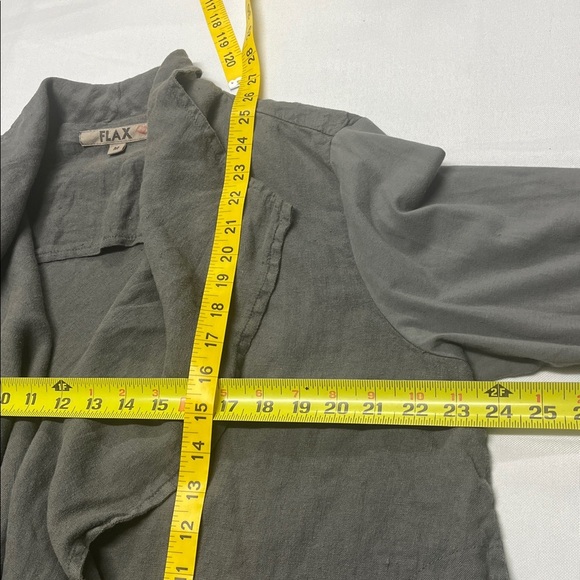 Flax Waterfall Slate Gray Linen Blazer Open Front Lagenlook women’s M - Picture 3 of 9